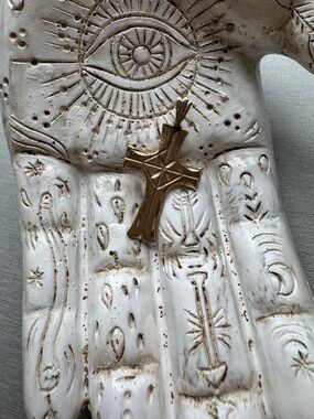 Vintage 1990s 10K Gold Cross Pendant | Geometric Starburst Design